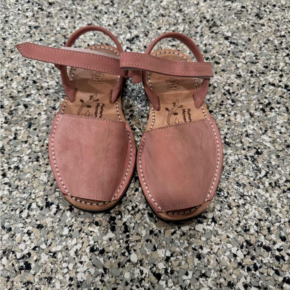 Kids Pink Leather Sandals